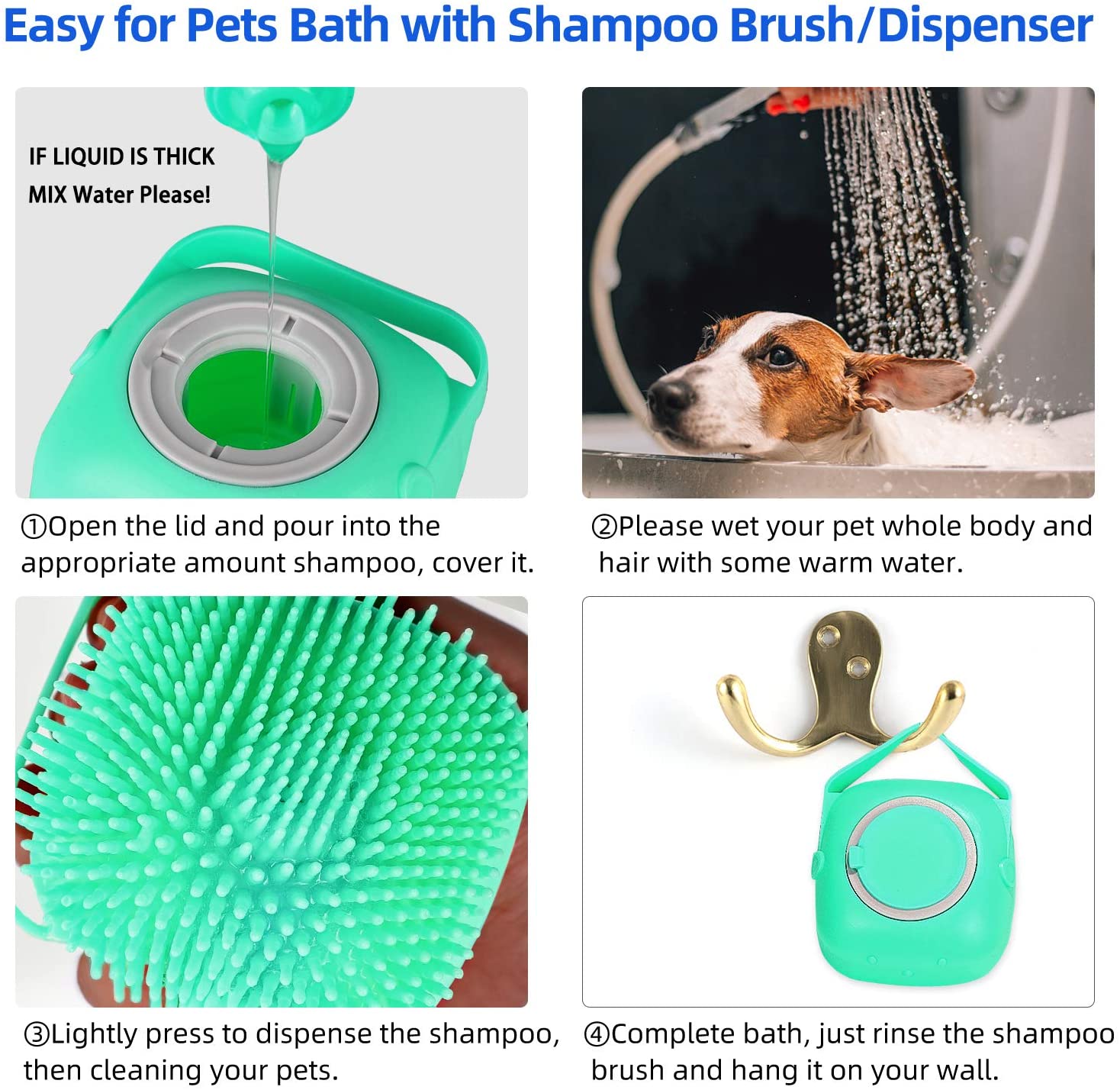 CUIZBEE Cat and Dog Bath Brush for Gentle Grooming