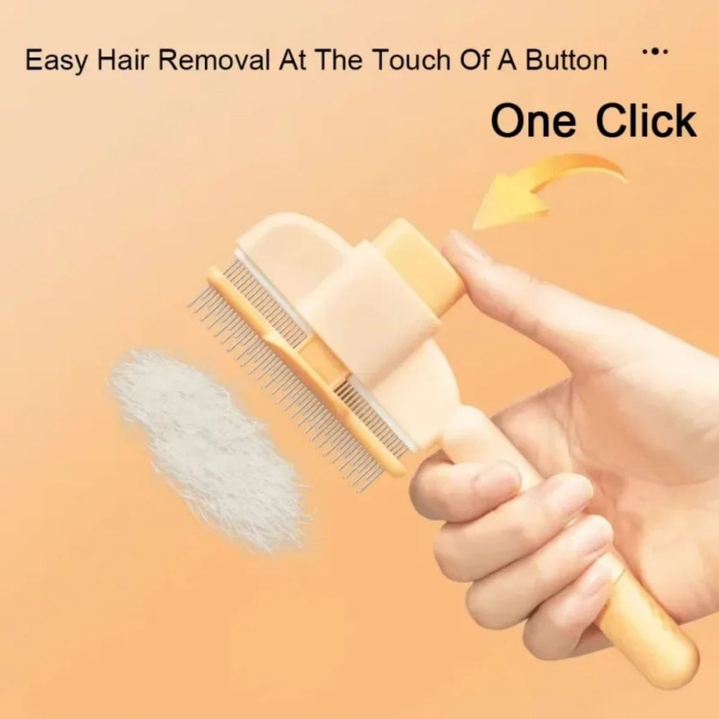 One-Click Self-Cleaning Pets Grooming Brush for Easy Shedding