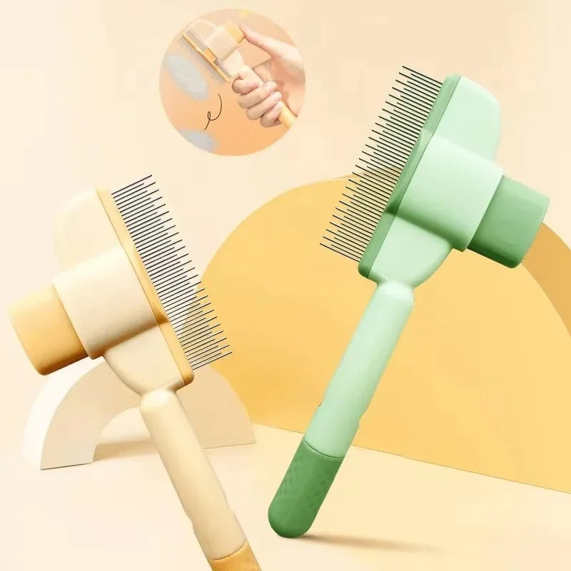 One-Click Self-Cleaning Pets Grooming Brush for Easy Shedding
